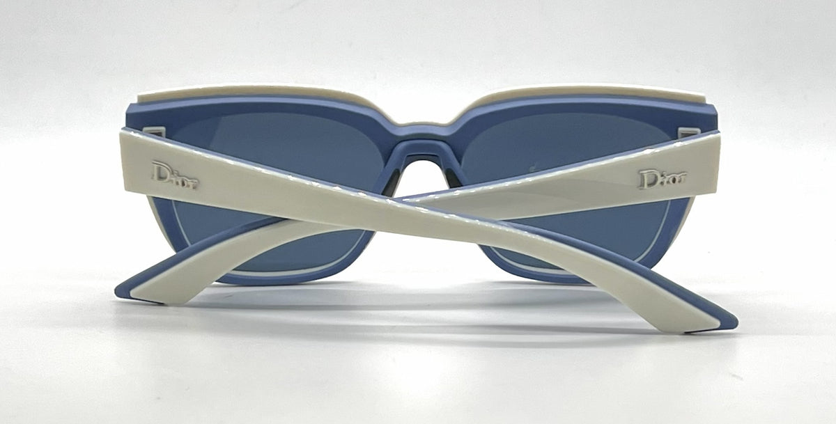 Christian Dior DiorDecale2 BRKKU Square Cream Blue Sunglasses-Blue Lenses-unworn