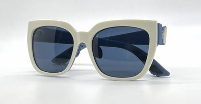 Christian Dior DiorDecale2 BRKKU Square Cream Blue Sunglasses-Blue Lenses-unworn