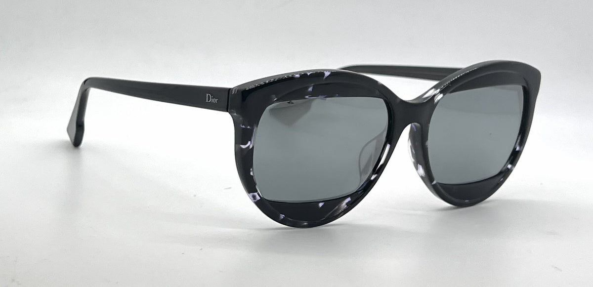 Christian Dior DiorMania2 Cat-Eye Black Lavender Marble Sunglasses-Grey Mirror Lenses