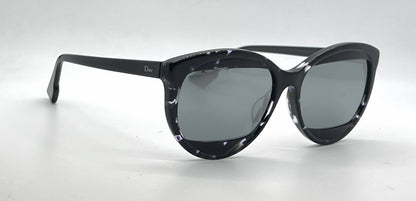 Christian Dior DiorMania2 Cat-Eye Black Lavender Marble Sunglasses-Grey Mirror Lenses