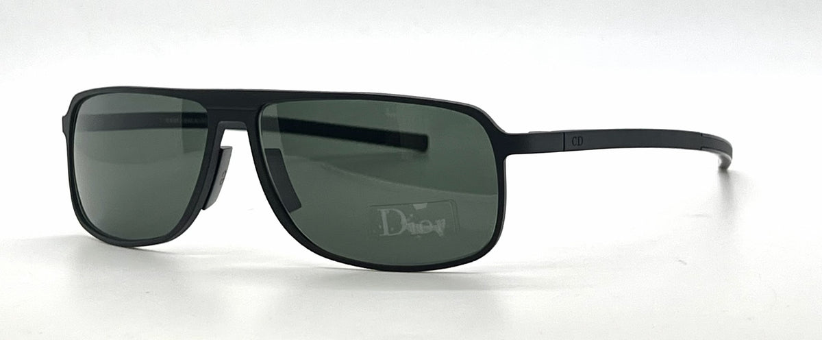 Christian Dior Dior Homme AL13 Square Matte Black Aluminum Sunglasses Green Lenses-Unworn