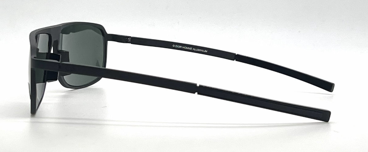 Christian Dior Dior Homme AL13 Square Matte Black Aluminum Sunglasses Green Lenses-Unworn