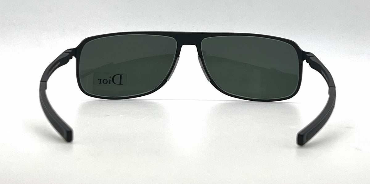 Christian Dior Dior Homme AL13 Square Matte Black Aluminum Sunglasses Green Lenses-Unworn