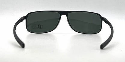 Christian Dior Dior Homme AL13 Square Matte Black Aluminum Sunglasses Green Lenses-Unworn