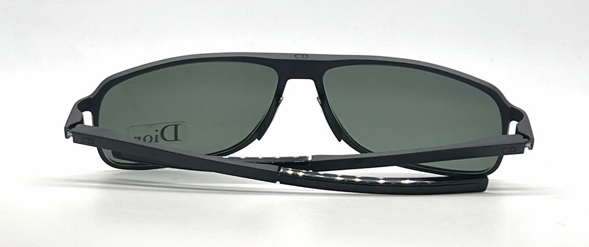 Christian Dior Dior Homme AL13 Square Matte Black Aluminum Sunglasses Green Lenses-Unworn