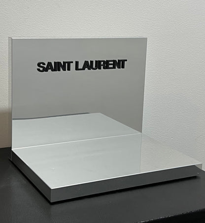 SAINT LAURENT-Retail Counter Top Display-Mirrored-L Shaped-Raised Lettering-RARE