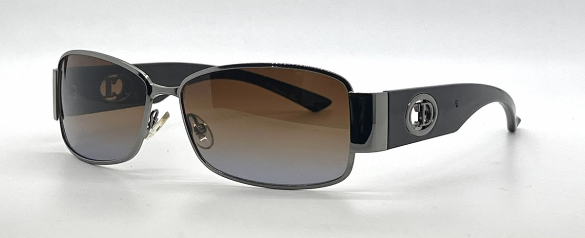Christian Dior Flavour 5 Gunmetal Rectangle Vintage Sunglasses Brown-Blue Gradient Lenses-Unworn