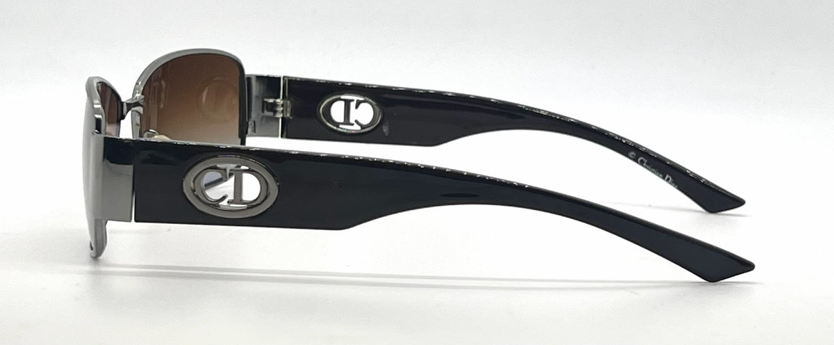 Christian Dior Flavour 5 Gunmetal Rectangle Vintage Sunglasses Brown-Blue Gradient Lenses-Unworn
