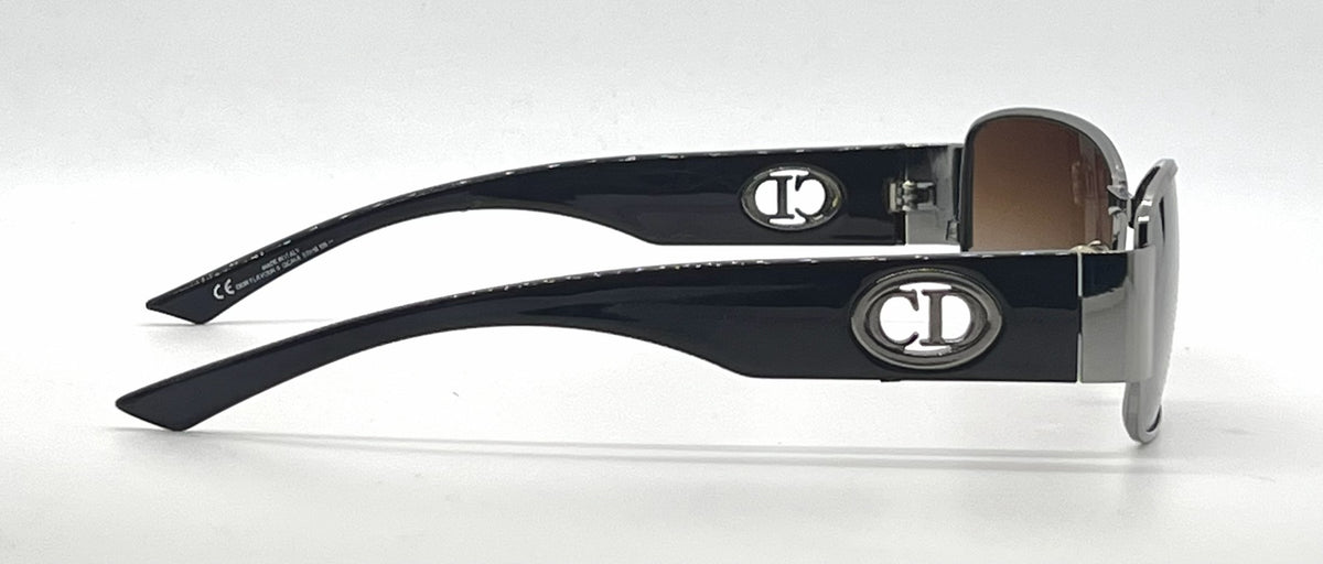 Christian Dior Flavour 5 Gunmetal Rectangle Vintage Sunglasses Brown-Blue Gradient Lenses-Unworn