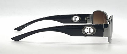 Christian Dior Flavour 5 Gunmetal Rectangle Vintage Sunglasses Brown-Blue Gradient Lenses-Unworn