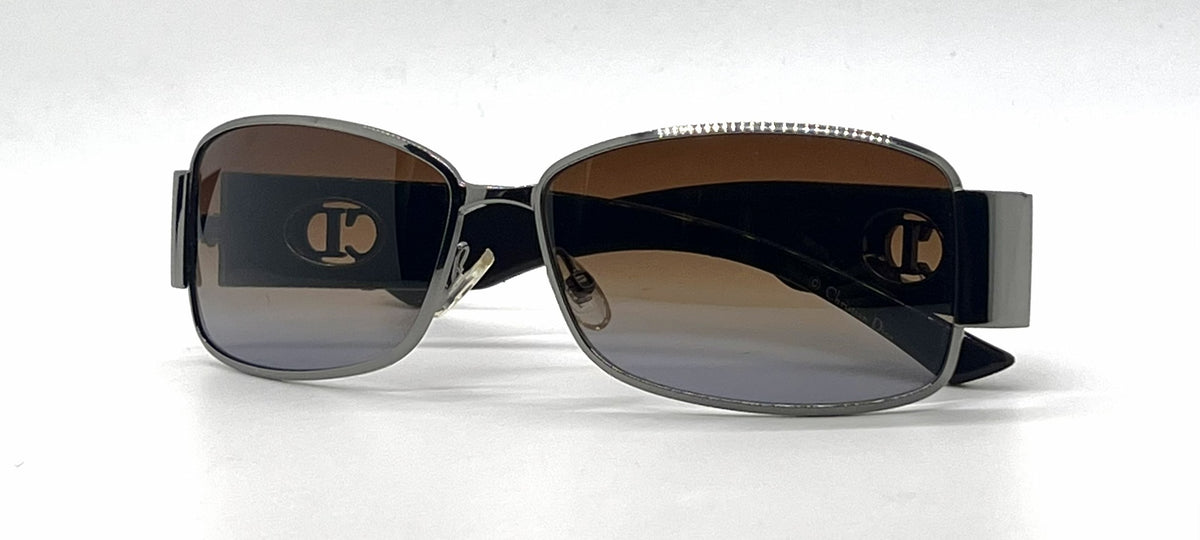 Christian Dior Flavour 5 Gunmetal Rectangle Vintage Sunglasses Brown-Blue Gradient Lenses-Unworn
