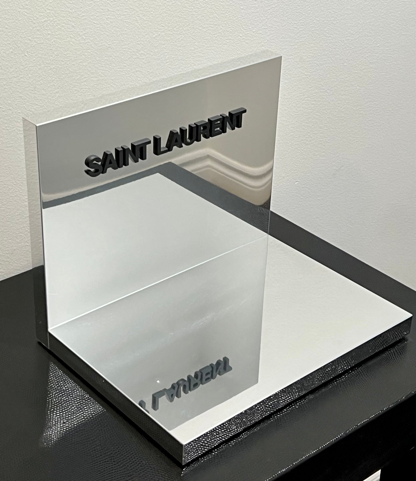 SAINT LAURENT-Retail Counter Top Display-Mirrored-L Shaped-Raised Lettering-RARE