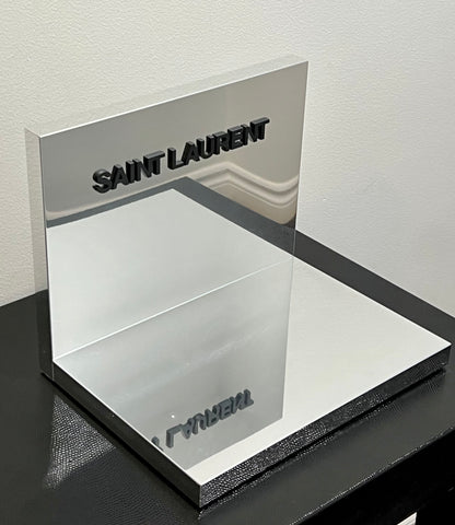 SAINT LAURENT-Retail Counter Top Display-Mirrored-L Shaped-Raised Lettering-RARE