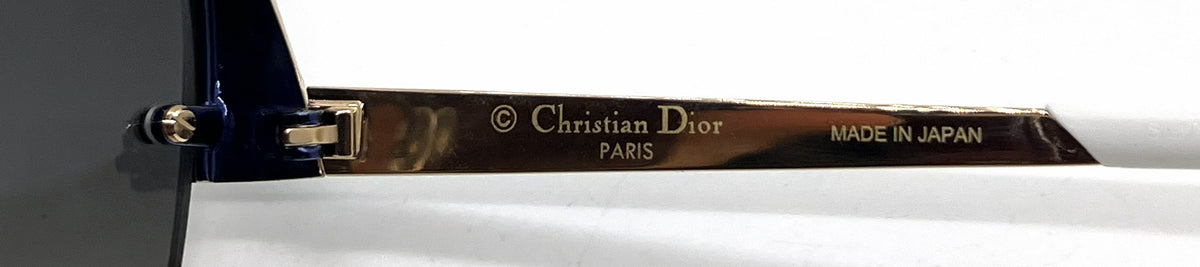 Christian Dior DiorSuperbe Semi-Rimless Blue-Gold Titanium Sunglasses Grey Gradient Lenses