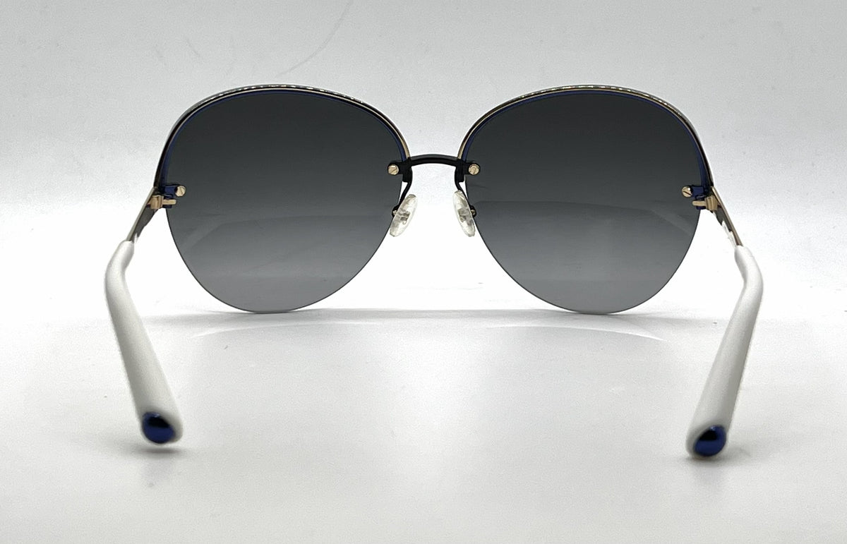 Christian Dior DiorSuperbe Semi-Rimless Blue-Gold Titanium Sunglasses Grey Gradient Lenses