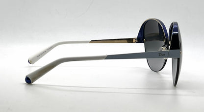 Christian Dior DiorSuperbe Semi-Rimless Blue-Gold Titanium Sunglasses Grey Gradient Lenses