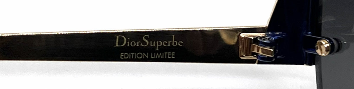 Christian Dior DiorSuperbe Semi-Rimless Blue-Gold Titanium Sunglasses Grey Gradient Lenses