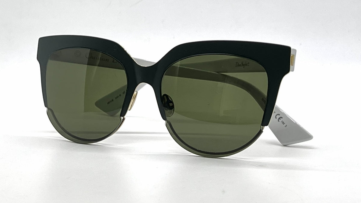 Christian Dior DiorSight2 Green White Cat-Eye Sunglasses Green Lenses-Unworn