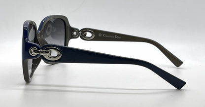 Christian Dior Diorissimo1 Square-Navy Optyl Leather Vintage Sunglasses -Grey Gradient-Deadstock