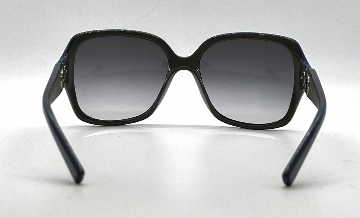 Christian Dior Diorissimo1 Square-Navy Optyl Leather Vintage Sunglasses -Grey Gradient-Deadstock