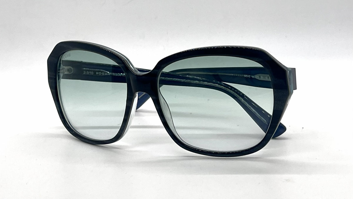 Hogan HO42 Blue Tortoise Oversized Butterfly Sunglasses-Light Blue Gradient Lenses-Unworn