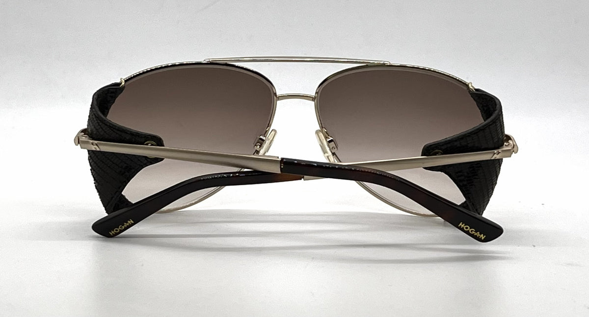 Hogan Cruiser HO58 28F Gold Aviator Sunglasses-Brown Gradient Lenses-Unworn