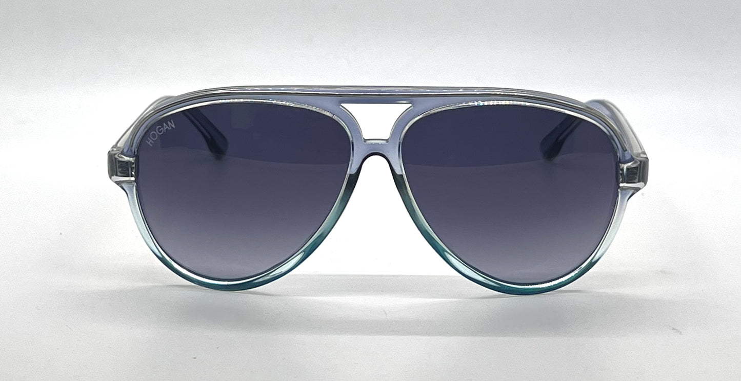 Hogan HO54 92W Translucent Grey Blue Aviator Sunglasses-Blue Gradient Lenses-Unworn