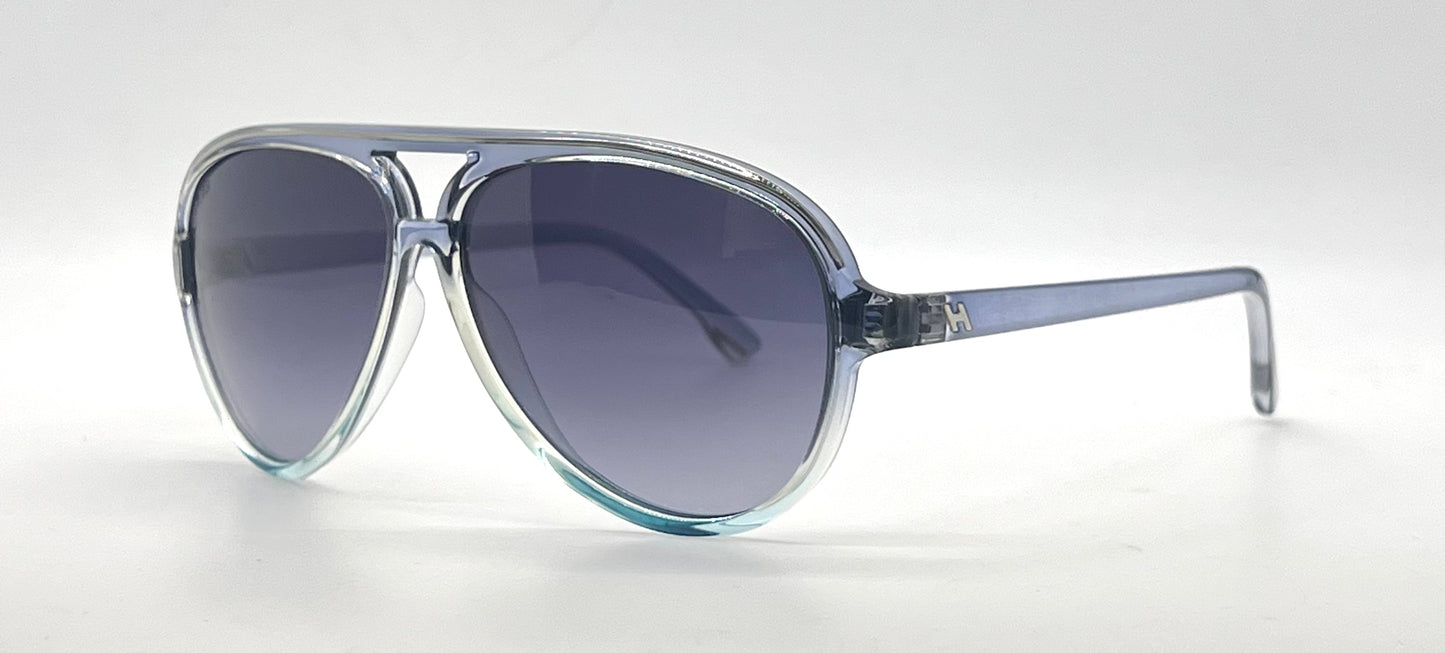 Hogan HO54 92W Translucent Grey Blue Aviator Sunglasses-Blue Gradient Lenses-Unworn