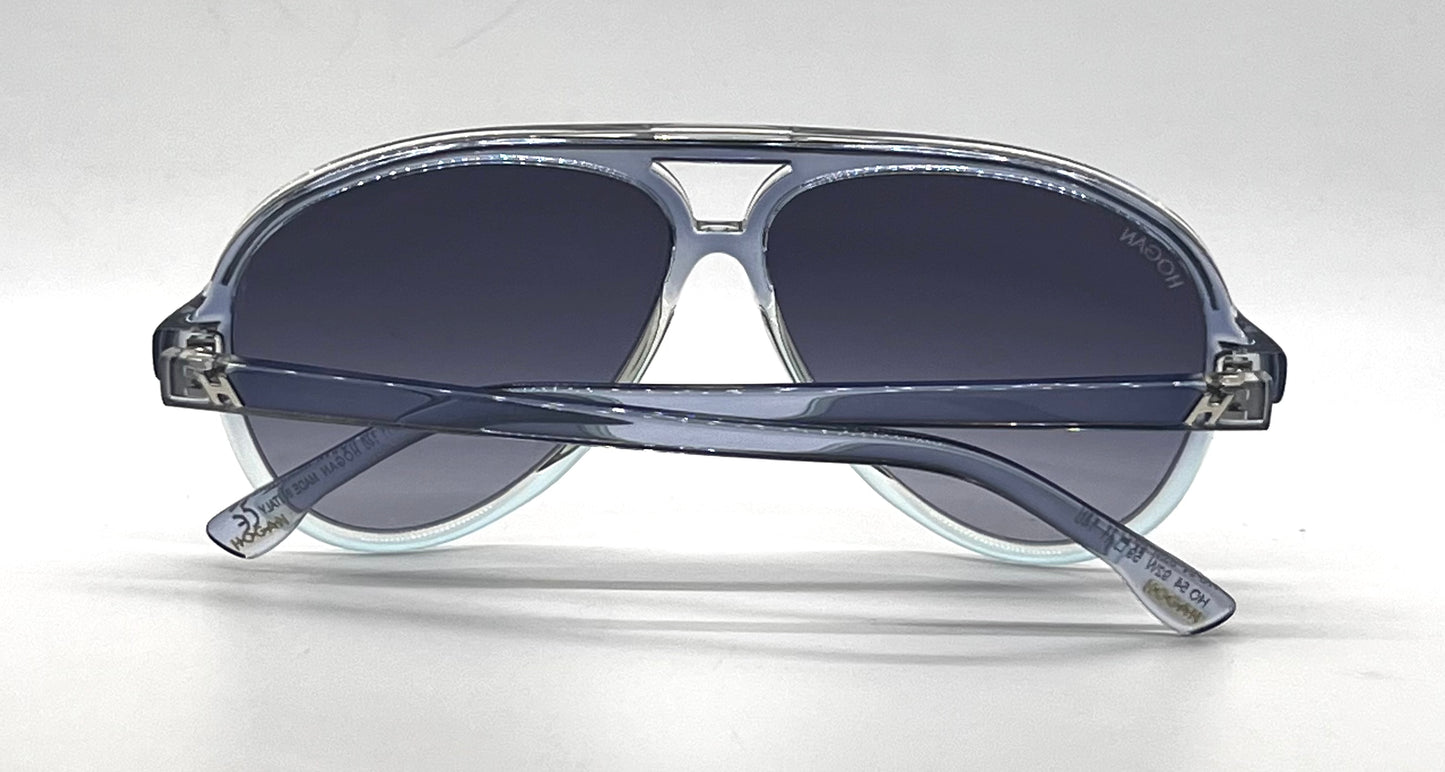 Hogan HO54 92W Translucent Grey Blue Aviator Sunglasses-Blue Gradient Lenses-Unworn