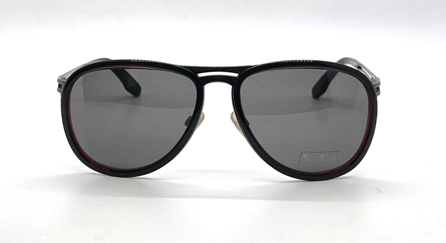 Hogan HO35 05A Black Aviator Sunglasses-Grey Lenses-Unworn