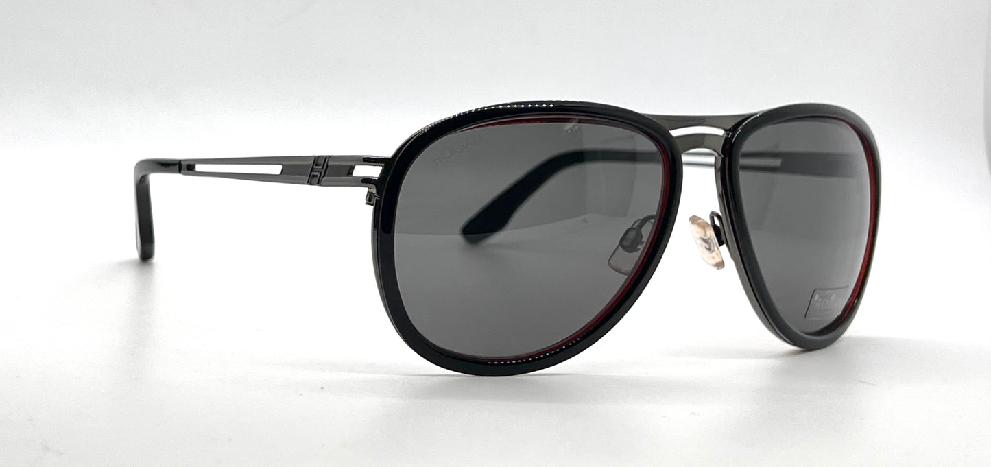 Hogan HO35 05A Black Aviator Sunglasses-Grey Lenses-Unworn