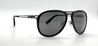 Hogan HO35 05A Black Aviator Sunglasses-Grey Lenses-Unworn