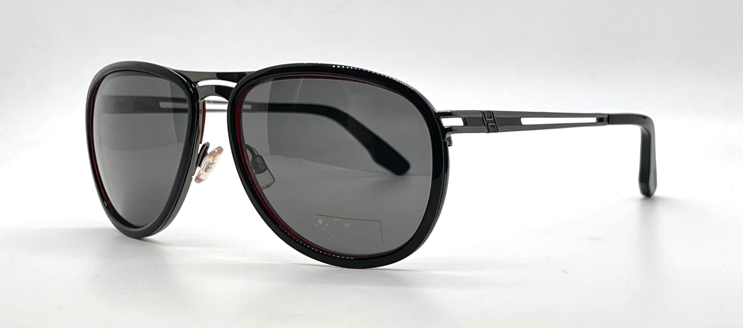 Hogan HO35 05A Black Aviator Sunglasses-Grey Lenses-Unworn