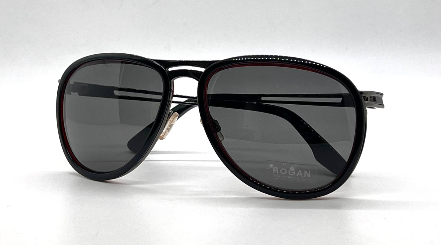 Hogan HO35 05A Black Aviator Sunglasses-Grey Lenses-Unworn