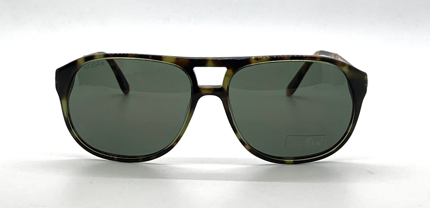 Hogan HO90 95N Green Tortoise Aviator Sunglasses-Green Lenses-Unworn