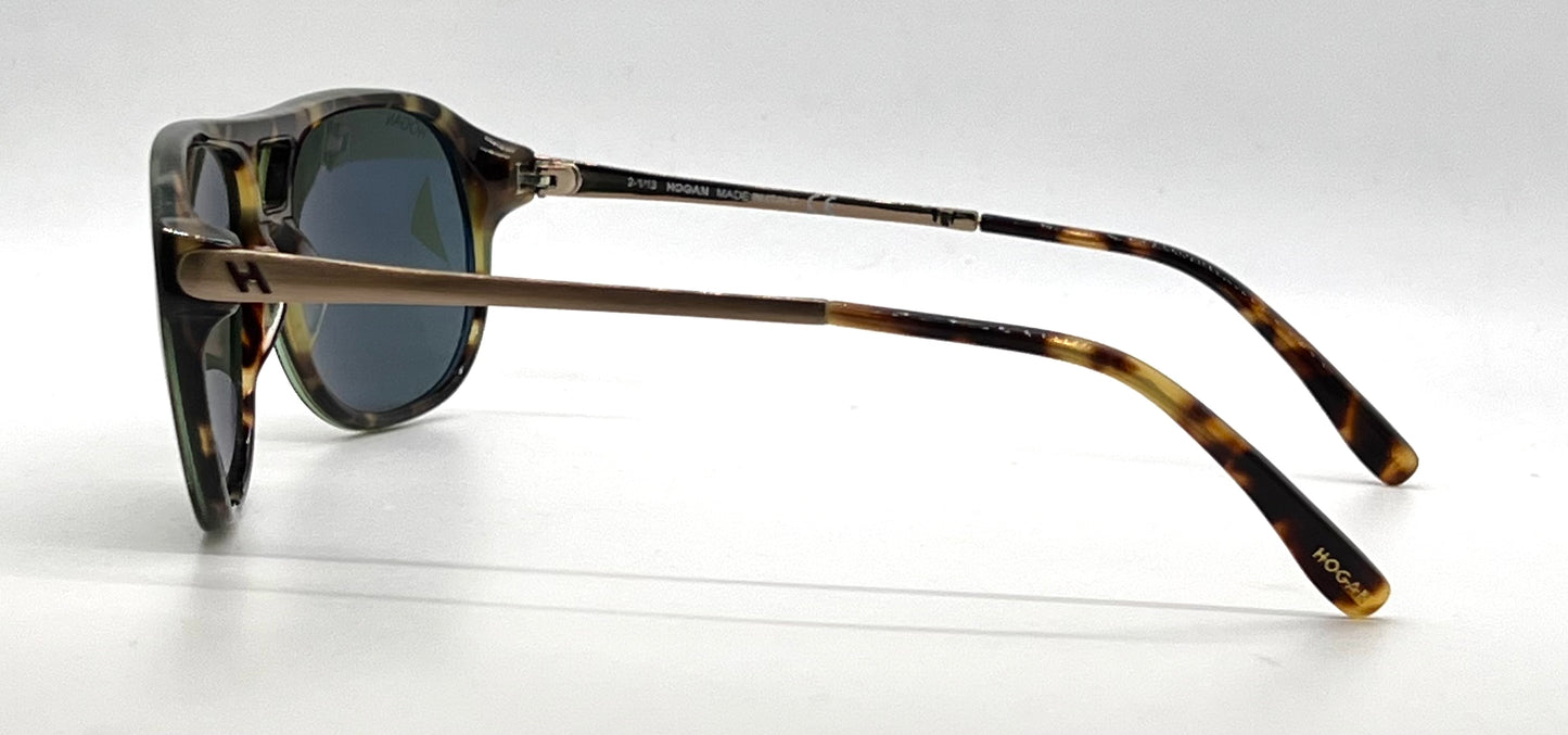 Hogan HO90 95N Green Tortoise Aviator Sunglasses-Green Lenses-Unworn
