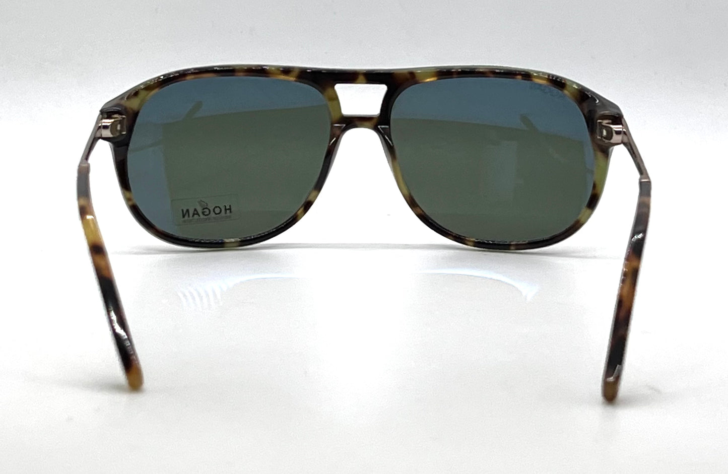 Hogan HO90 95N Green Tortoise Aviator Sunglasses-Green Lenses-Unworn