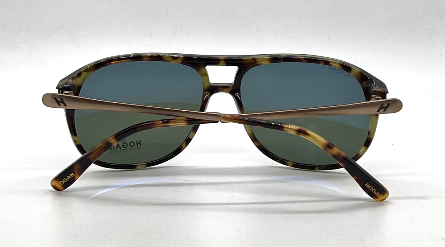 Hogan HO90 95N Green Tortoise Aviator Sunglasses-Green Lenses-Unworn