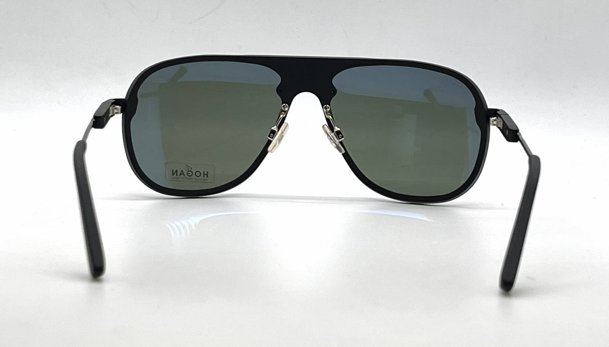 Hogan HO92 02N Matte Black Aviator Sunglasses-Green Lenses-Unworn