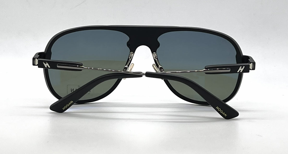 Hogan HO92 02N Matte Black Aviator Sunglasses-Green Lenses-Unworn