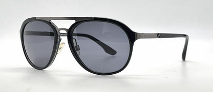 Hogan HO09 05A Black Gunmetal Round Aviator Sunglasses-Grey Lenses-Unworn