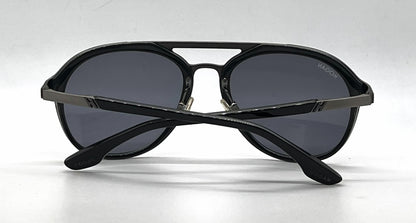 Hogan HO09 05A Black Gunmetal Round Aviator Sunglasses-Grey Lenses-Unworn