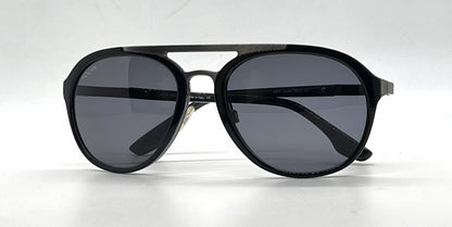 Hogan HO09 05A Black Gunmetal Round Aviator Sunglasses-Grey Lenses-Unworn