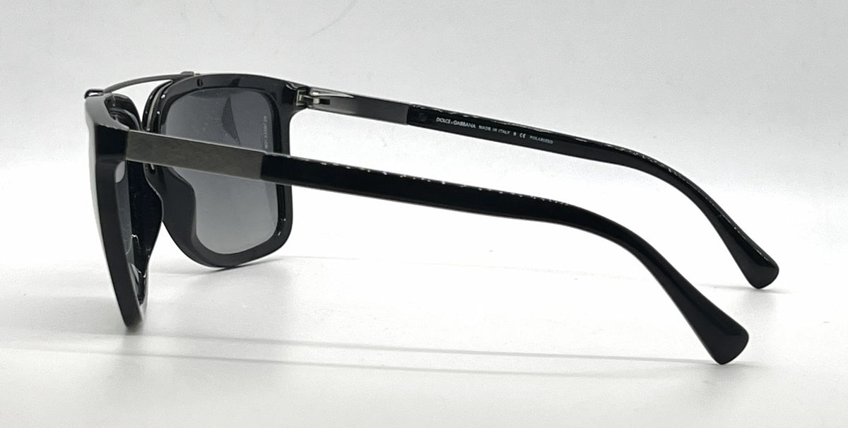 Dolce and Gabbana DG4219 501/T3 Black Gunmetal Square Aviator-Vintage Sunglasses Grey Polarized Lenses-Unworn