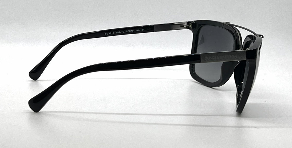 Dolce and Gabbana DG4219 501/T3 Black Gunmetal Square Aviator-Vintage Sunglasses Grey Polarized Lenses-Unworn