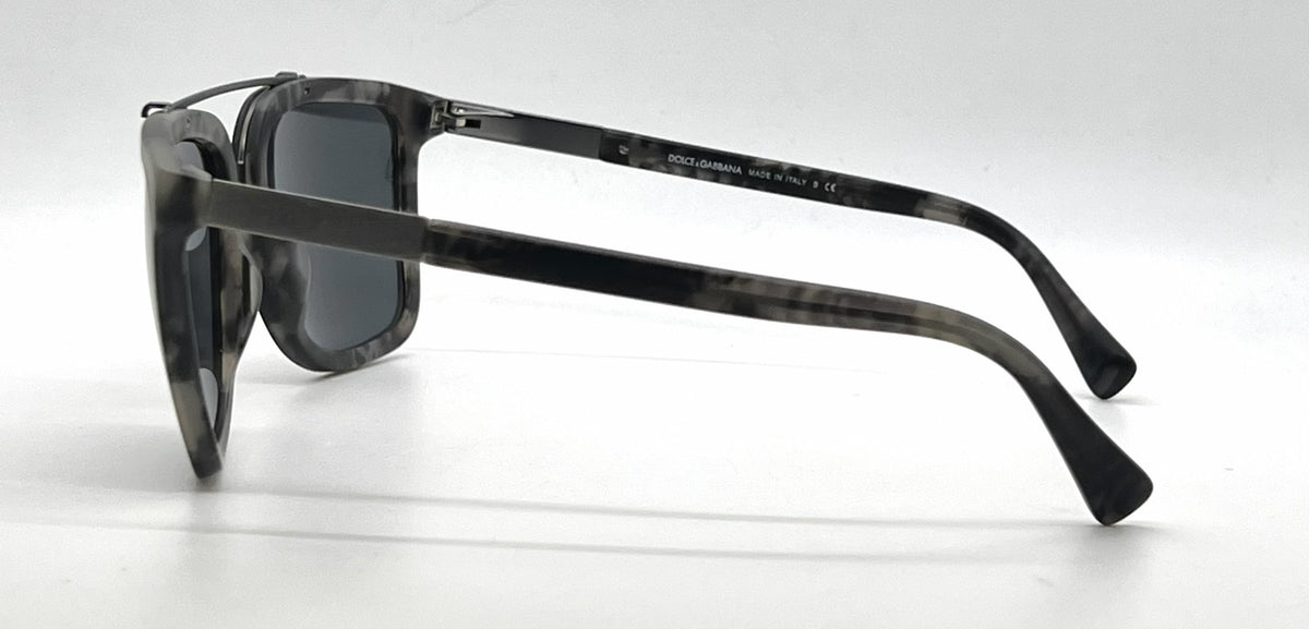 Dolce and Gabbana DG4219 2802/87 Grey Camouflage Aviator-Vintage Sunglasses Dark Grey Lenses-Unworn