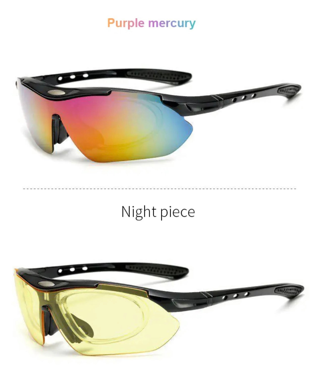 Outdoors, sports and cycling Sunglasses.  5 Changeable Lens Variations. Comfy/Non-Slip Nose-pads