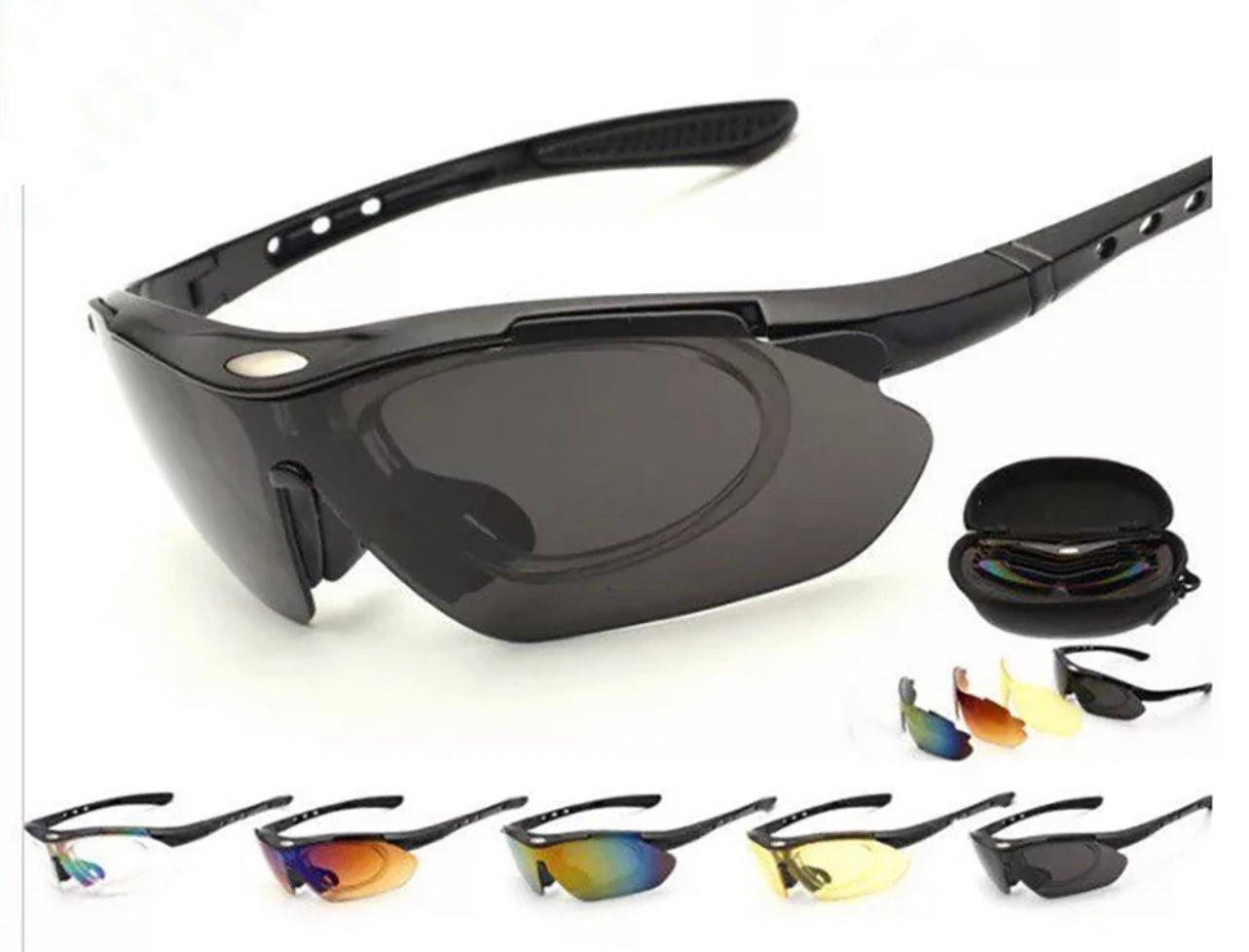 Outdoors, sports and cycling Sunglasses.  5 Changeable Lens Variations. Comfy/Non-Slip Nose-pads