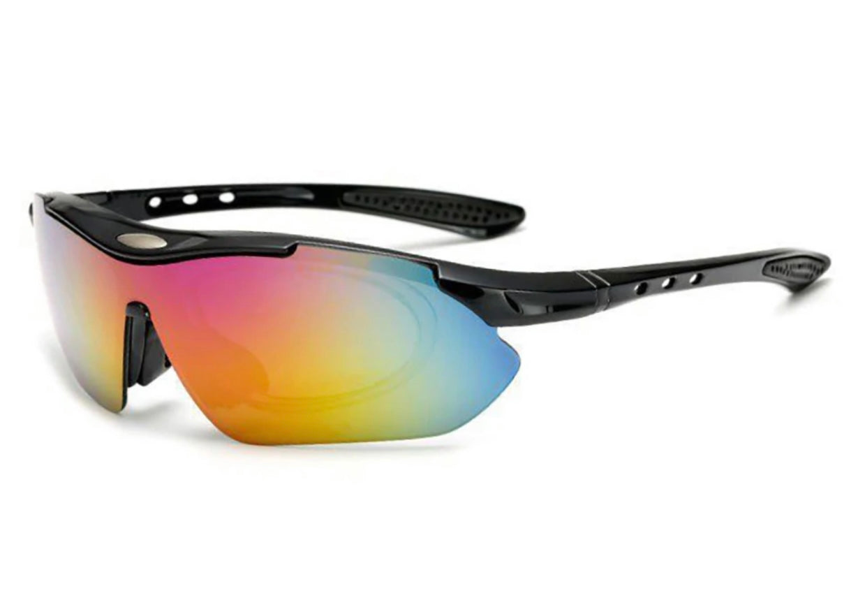 Outdoors, sports and cycling Sunglasses.  5 Changeable Lens Variations. Comfy/Non-Slip Nose-pads