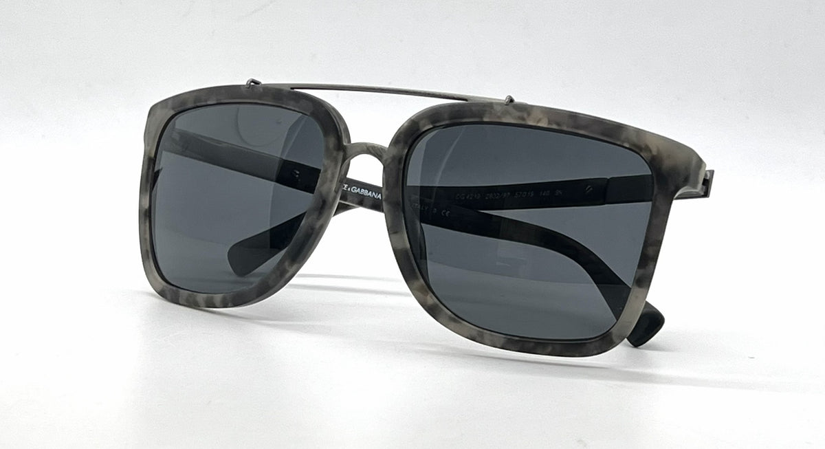 Dolce and Gabbana DG4219 2802/87 Grey Camouflage Aviator-Vintage Sunglasses Dark Grey Lenses-Unworn